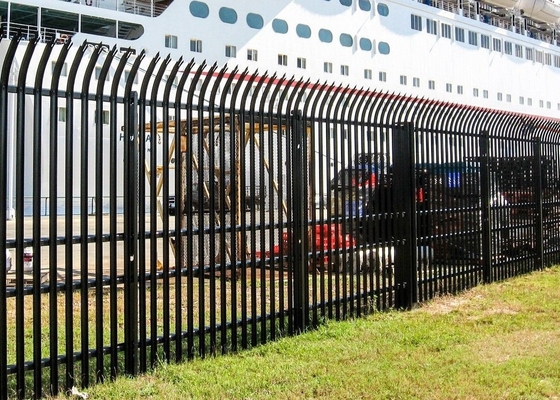 Flexible Anti Climb Black Powder Coated Palisade Fencing With Curved Pales